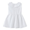 thumbnail image 1 of LYMAYTER Kids Toddler Girls Sleeveless Dresses Doll Collar Party Princess Dress Solid Color Cotton Casual Dress Baby Summer Sundress for 1-6 Years, 1 of 9