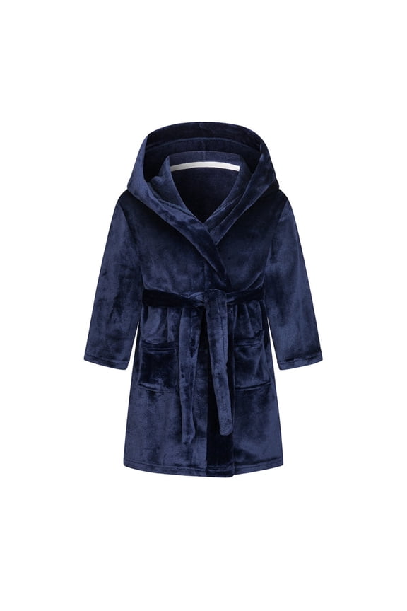 Kids Toddler Hooded Cotton Bathrobe Robe for Girls Boys,Skin-Friendly Fleece Bathrobe Soft Cartoon Bath Towel Solid Beach Towel Bathrobe