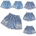 thumbnail image 1 of LYMAYTER Kids Toddler Jeans Shorts for Girls Summer Elastic Waist Denim Shorts Baby Casual Cargo Shorts Pants for 3-13T, 1 of 11