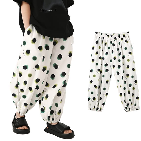 LYMAYTER Kids Toddler Loose Pants Boys Girls Color Blocking Cotton Sweat Pants Kids Summer Casual Pants Breathable Toddler Anti-Mosquito Pants for 2-12T