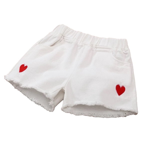 LYMAYTER Kids Toddler Shorts Girls Solid Colours Jeans Denim Elastic Shorts with 2-16 Years Toddler Jeans Sweatpants Shorts Casual Versatile Denim Shorts