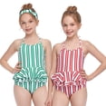 thumbnail image 1 of LYMAYTER Kids Toddler Summer Bathing Suit for Girls Printed Bikini Swimsuits baby Beach One Piece Swimwear for 2-12 Years, 1 of 7