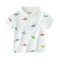 thumbnail image 1 of LYMAYTER Kids Toddler Summer T-Shirt Tee Tops for Boys Baby Short Sleeve T-Shirt Base Shirt Cotton Lapel Cartoon Print Shirt for 1-6 Years, 1 of 9