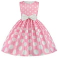 thumbnail image 1 of LYMAYTER Kids Toddlers Girls Sleeveless Dress Polka Dot Sundress Baby Vintage Bow Dress Kids Summer Spring Round Neck Party Gown Skirt for 2-8T, 1 of 9