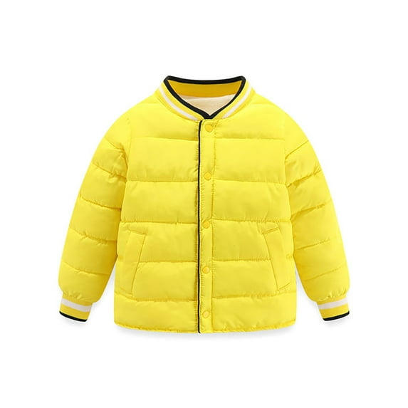 LYMAYTER Kids Unisex Collar Jacket Teen Long Sleeves Thicken Outerwear Toddler down Cotton Warm Cardigan Coats 4-16+ Years