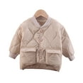 thumbnail image 1 of LYMAYTER Kids Unisex Cotton Jacket Boys Girls Fall Winter Long Sleeve Outerwear Baby Solid Color Coat for 1-4 Years, 1 of 9
