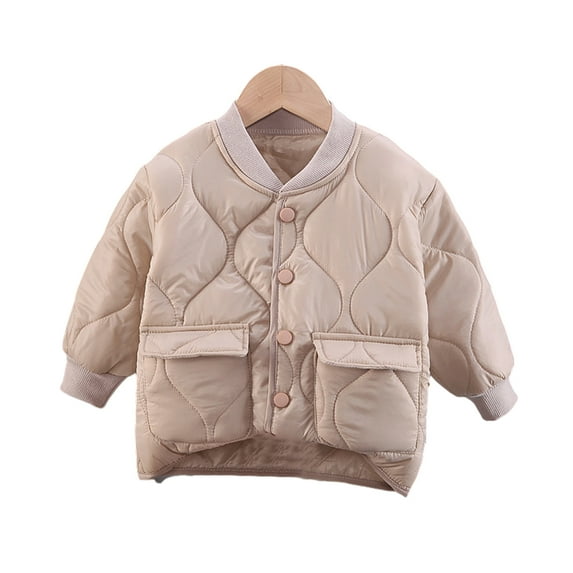 LYMAYTER Kids Unisex Cotton Jacket Boys Girls Fall Winter Long Sleeve Outerwear Baby Solid Color Coat for 1-4 Years