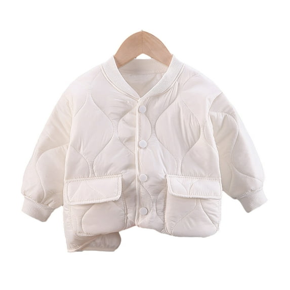 LYMAYTER Kids Unisex Cotton Jacket Boys Girls Fall Winter Long Sleeve Outerwear Baby Solid Color Coat for 1-4 Years