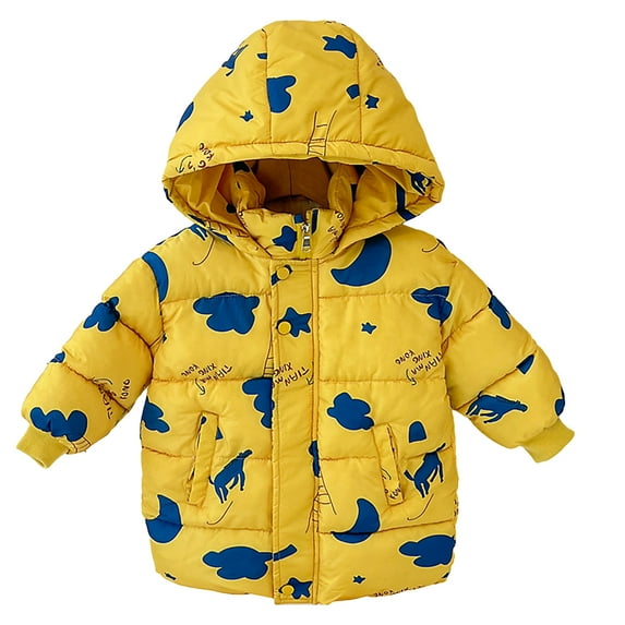 LYMAYTER Kids Unisex Cotton Jacket Boys Girls Winter Printing Outerwear Toddler Long Sleeve Warm Coat for 1-10 Years