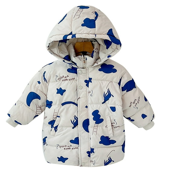 LYMAYTER Kids Unisex Cotton Jacket Boys Girls Winter Printing Outerwear Toddler Long Sleeve Warm Coat for 1-10 Years