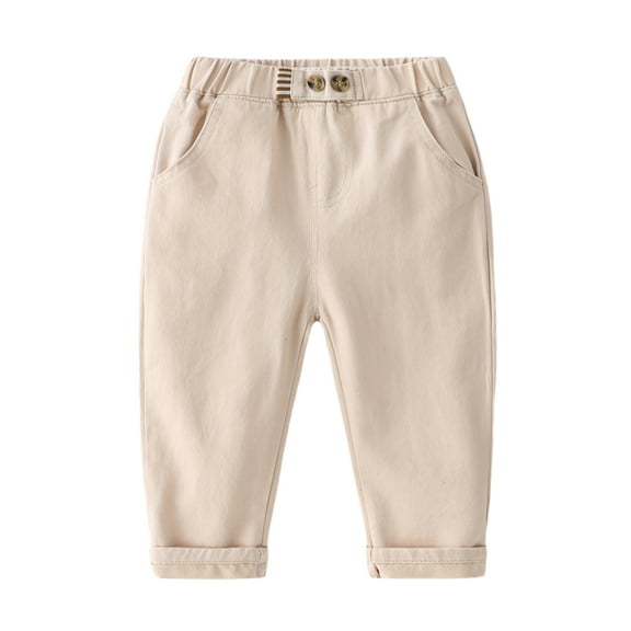 LYMAYTER Kids Unisex Cotton Pants Boys Girls Elastic Waist Trousers Toddler Solid Color Casual Pants for 1-8 Years