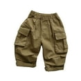 thumbnail image 1 of LYMAYTER Kids Unisex Cotton Shorts Boys Girls Spring Fall Wide-Legged Pants Toddler Solid Color with Pockets Casual Trousers for 1-6 Years, 1 of 9