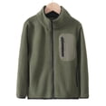 thumbnail image 1 of LYMAYTER Kids Unisex Fleece Jacket Boys Girls Solid Color Warm Outerwear Toddler Fall Winter Cardigan Coat for 5-15 Years, 1 of 8