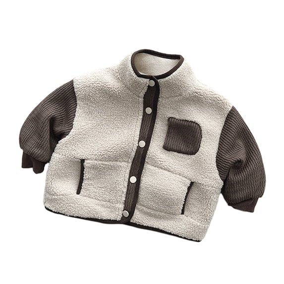 LYMAYTER Kids Unisex Fleece Jacket Girls Boys Solid Color Long Sleeve Outerwear Toddler Winter Warm Thickened Coats for 9 Months - 7 Years