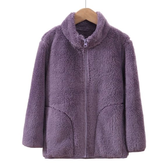 LYMAYTER Kids Unisex Jacket Boys Girls Fleece Warm Outerwear Toddler Fall Winter Cardigan Coat for 4-15 Years