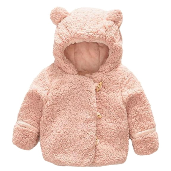 LYMAYTER Kids Unisex Warm Jacket Boys Girls Lamb's Wool Outerwear Infant Fleece Thickened Coat for 6-24 Months