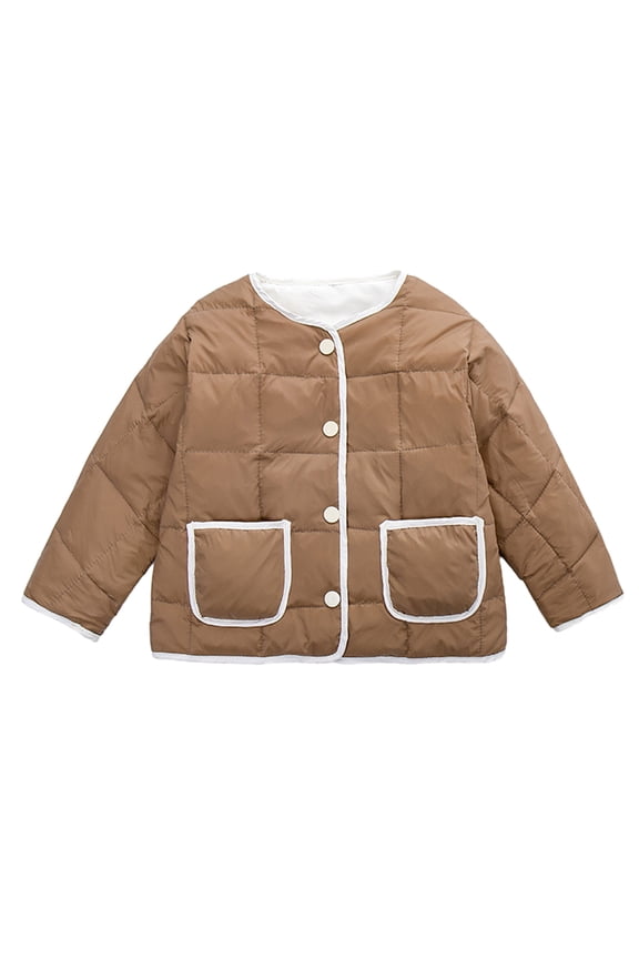 Kids Unisex down Jacket Boys Girls Long Sleeve Warm Outerwear Toddler Winter Light Coats for 1-6 Years