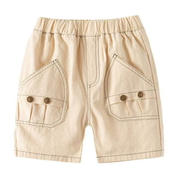 LYMAYTER Little Boys Cotton Shorts for Kids Baby Elastic Waist Five Pants Toddler Solid Colors Shorts for 2-10 Years