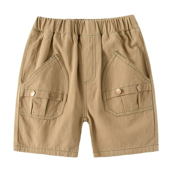 LYMAYTER Little Boys Cotton Shorts for Kids Baby Elastic Waist Five Pants Toddler Solid Colors Shorts for 2-10 Years