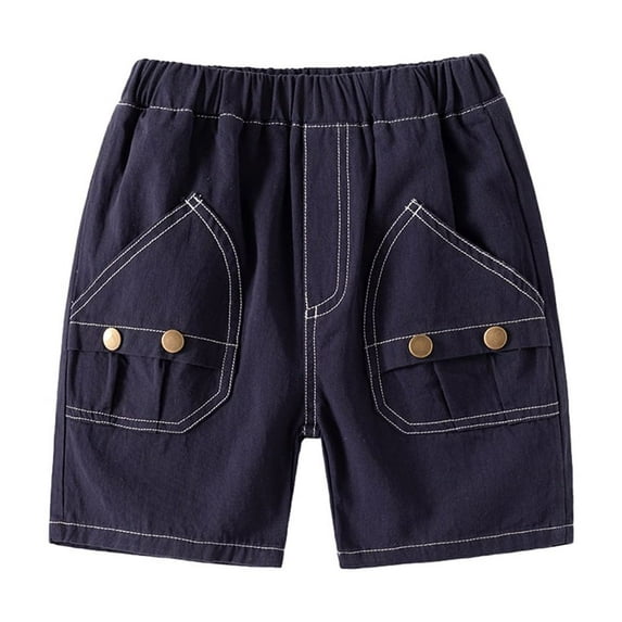 LYMAYTER Little Boys Cotton Shorts for Kids Baby Elastic Waist Five Pants Toddler Solid Colors Shorts for 2-10 Years