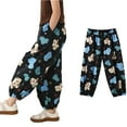 thumbnail image 1 of LYMAYTER Little Boys Girls Cotton Pants for Kids Toddler Color Blocking Trousers Girls Summer Anti-Mosquito Pants 2-12 Years, 1 of 10
