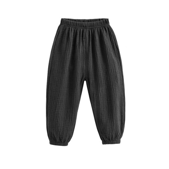 LYMAYTER Little Boys Girls Long Trousers for Kids Solid Color Elastic Waist Pants for 1-8 Years Toddler Outdoor Anti-Mosquito Sweat Pants