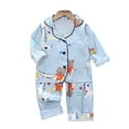 thumbnail image 1 of LYMAYTER Little Boys Girls Silk Satin Pajamas Set for Kids Toddler Printing Short Sleeve Jammies Outfit 2PCS Summer Buttons Sleepwear Loungewear Size 4-8t 0968, 1 of 9
