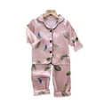 thumbnail image 1 of LYMAYTER Little Boys Girls Silk Satin Pajamas Set for Kids Toddler Printing Short Sleeve Jammies Outfit 2PCS Summer Buttons Sleepwear Loungewear Size 4-8t 0968, 1 of 9
