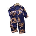 thumbnail image 1 of LYMAYTER Little Boys Girls Silk Satin Pajamas Set for Kids Toddler Printing Short Sleeve Jammies Outfit 2PCS Summer Buttons Sleepwear Loungewear Size 4-8t 0968, 1 of 8