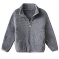 thumbnail image 1 of LYMAYTER Little Boys Girls Thickened Jacket for Kids Toddler Fall Winter Solid Colour Long Sleeve Fleece Outerwea 3-10 T, 1 of 9