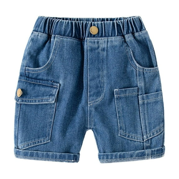 LYMAYTER Little Boys Jeans Shorts for Kids Baby Elastic Waist Denim Shorts Toddler Casual Pants 1-6 T