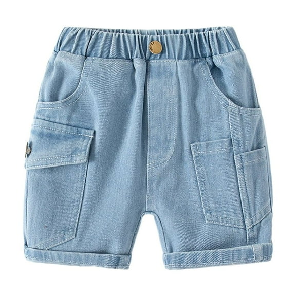 LYMAYTER Little Boys Jeans Shorts for Kids Baby Elastic Waist Denim Shorts Toddler Casual Pants 1-6 T