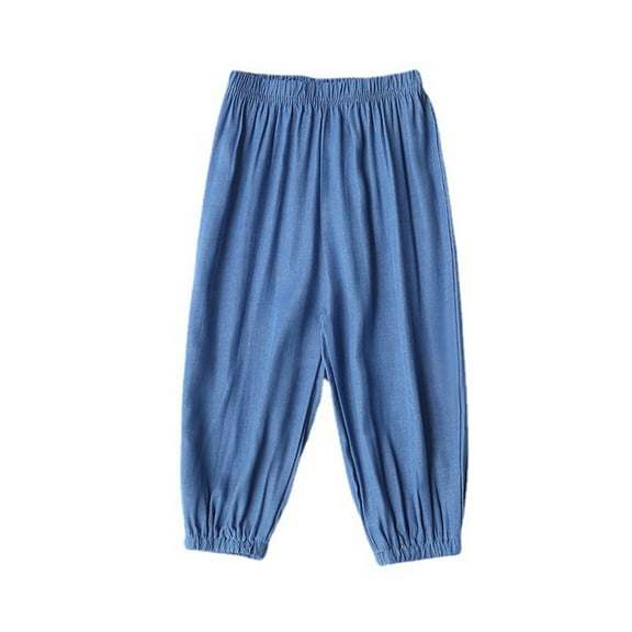 LYMAYTER Little Boys Long Trousers Kids baby Spring Autumn Elasticwaist Casual pants for 1-8 T Toddler Embroidery Sweat Pants