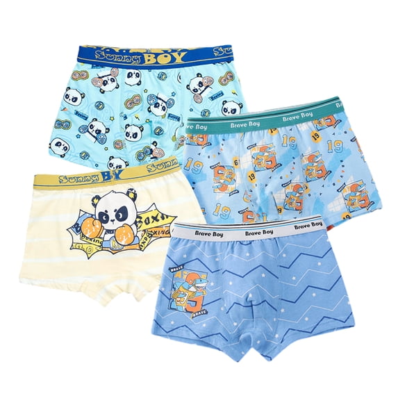LYMAYTER Little Boys Soft Underwear Kids Cute Pattern Panties Boxer Jock for 2-18 Years Toddler Boxer Briefs Four Seasons Four Corners Shorts 4 Pcs