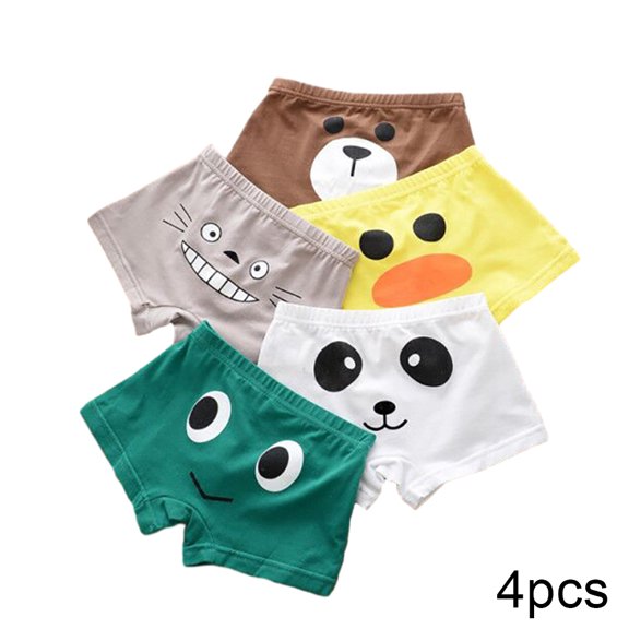 LYMAYTER Little Boys Soft Underwear Panties 4 Pack for Kids Toddler Cartoon Cotton Briefs Boxer for 3-14 Years Four Seasons Four Corners Shorts