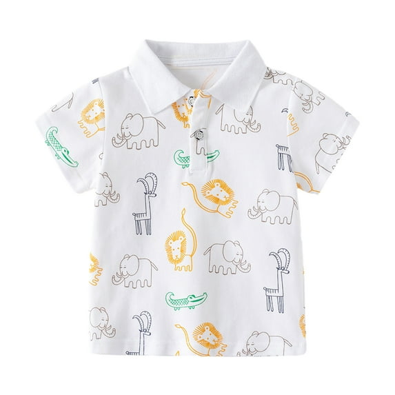 LYMAYTER Little Boys Summer T-Shirt for Kids Baby Short Sleeve Tees Toddler Printed Casual Tees Shirt for 2-10 Years
