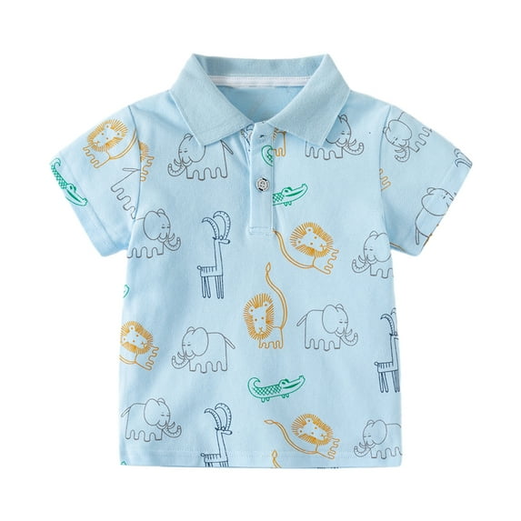 LYMAYTER Little Boys Summer T-Shirt for Kids Baby Short Sleeve Tees Toddler Printed Casual Tees Shirt for 2-10 Years