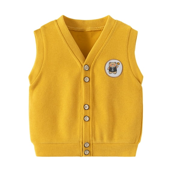 LYMAYTER Little Boys Vest Sleeveless Jacket for Kids Toddler Knit Waistcoat Spring Fall V-Neck Jacket for 2-10 Years