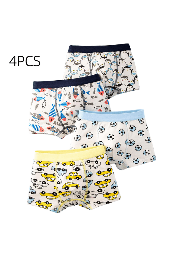 Little Boys Youth Cotton Briefs Soft Breathable Elastic Waist Comfort Fit Everyday Wear Underwear 4PCS