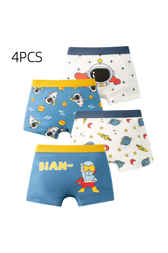 Little Boys Youth Cotton Briefs Soft Breathable Elastic Waist Comfort Fit Everyday Wear Underwear 4PCS