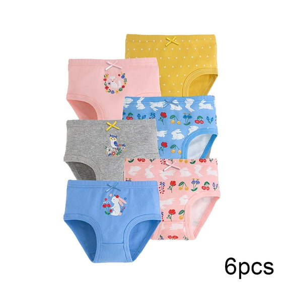 LYMAYTER Little Girl Triangle Underwear 6PCS Kids Baby Cotton Panties Toddler Soft Four Corners Shorts for 2-12 T Boxer Briefs