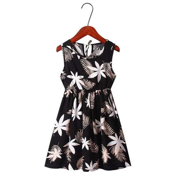 LYMAYTER Little Girls Casual Dress Kids Cute Printing Princess Dresse Toddler Comfortable Soft Sundress Dress for 3-12 T