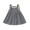thumbnail image 1 of LYMAYTER Little Girls Cotton Dresses for Kids Baby Plaid Square Neck Princess Dress Toddler Summer Sleeveless Casual Dress Sundress for 9m-6 Years, 1 of 9