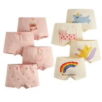LYMAYTER Little Girls Cotton Underwear Panties 4pack Kids Baby Soft Boxer Briefs Toddler Four Corners Shorts for 2-13 Years
