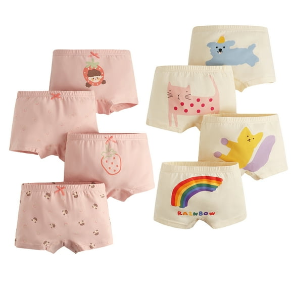 LYMAYTER Little Girls Cotton Underwear Panties 4pack Kids Baby Soft Boxer Briefs Toddler Four Corners Shorts for 2-13 Years