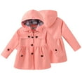 thumbnail image 1 of LYMAYTER Little Girls Hooded Jacket Baby Mid-Length Trench Coat Toddler Solid Color Outerwear for 3-11 Years, 1 of 9