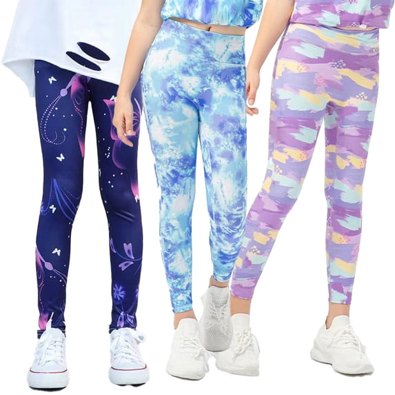 LYMAYTER Little Girls Leggings for Kids Toddler Stretch Nine Pants 6-12 T Summer Fall Ice Silk Yoga Leggings