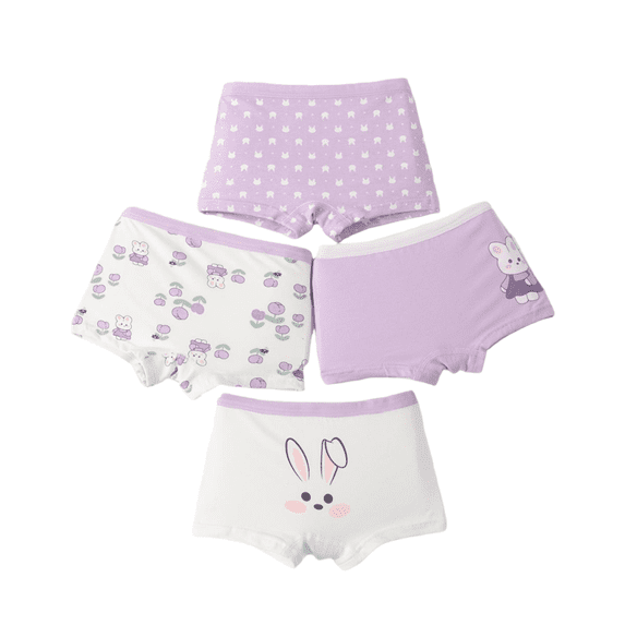 LYMAYTER Little Girls Toddler Cotton Boxer Briefs Breathable Comfort Briefs Colorful Four-Boxer Briefs 4pcs