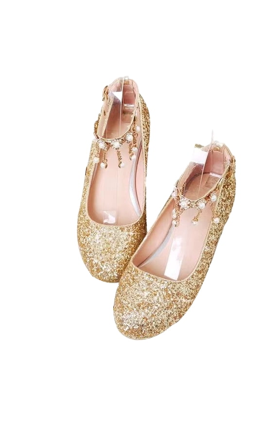 Littler Girls Dress Party Shoes for Toddler and Kids with Glitter Sequins and Flats Shoes
