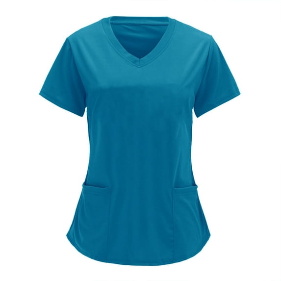 LYMAYTER Medical Scrub Tops for Women Loose V-Neck T-Shirt Comfy Permeability Medical Workwear S-2XL